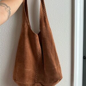 Brown Suede Tote Bag